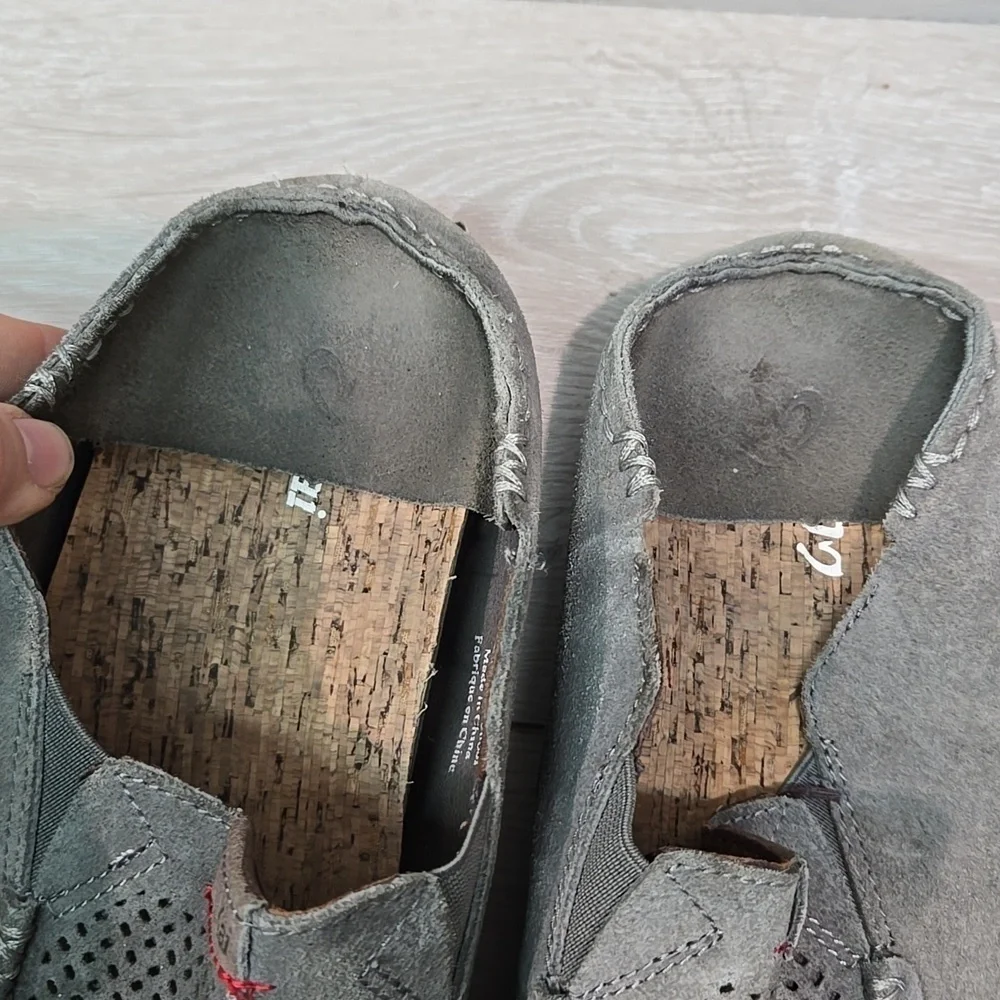 Olukai Men's Moloa Kohana Leather Gray Loafers Slip On Shoes Sz 11.5